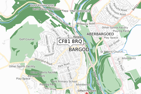 CF81 8RQ map - small scale - OS Open Zoomstack (Ordnance Survey)