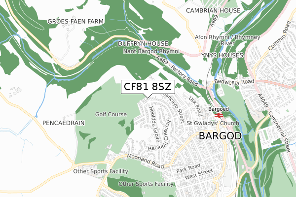 CF81 8SZ map - small scale - OS Open Zoomstack (Ordnance Survey)