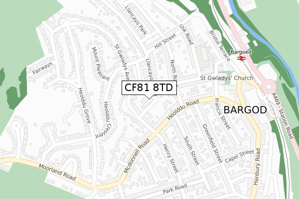 CF81 8TD map - large scale - OS Open Zoomstack (Ordnance Survey)