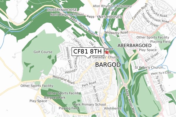 CF81 8TH map - small scale - OS Open Zoomstack (Ordnance Survey)