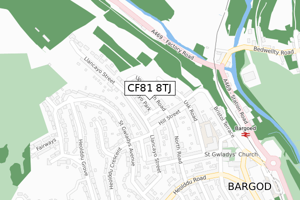 CF81 8TJ map - large scale - OS Open Zoomstack (Ordnance Survey)