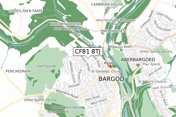 CF81 8TJ map - small scale - OS Open Zoomstack (Ordnance Survey)