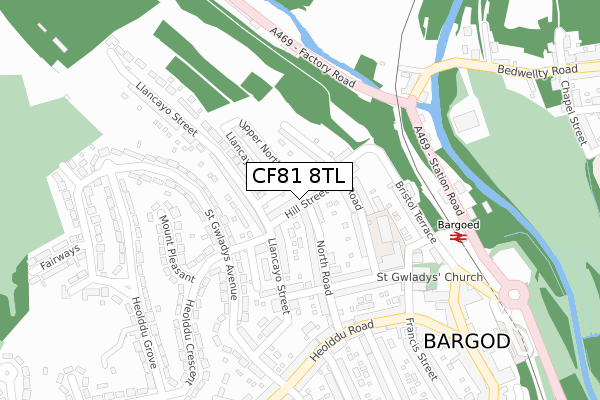 CF81 8TL map - large scale - OS Open Zoomstack (Ordnance Survey)