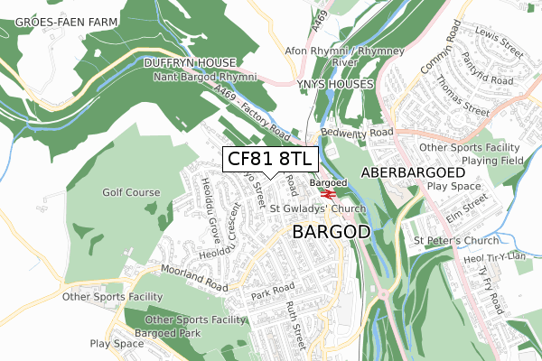 CF81 8TL map - small scale - OS Open Zoomstack (Ordnance Survey)