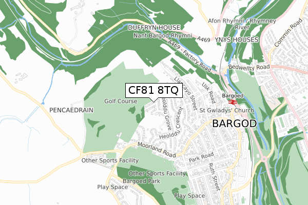 CF81 8TQ map - small scale - OS Open Zoomstack (Ordnance Survey)