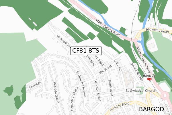 CF81 8TS map - large scale - OS Open Zoomstack (Ordnance Survey)