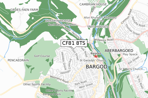 CF81 8TS map - small scale - OS Open Zoomstack (Ordnance Survey)