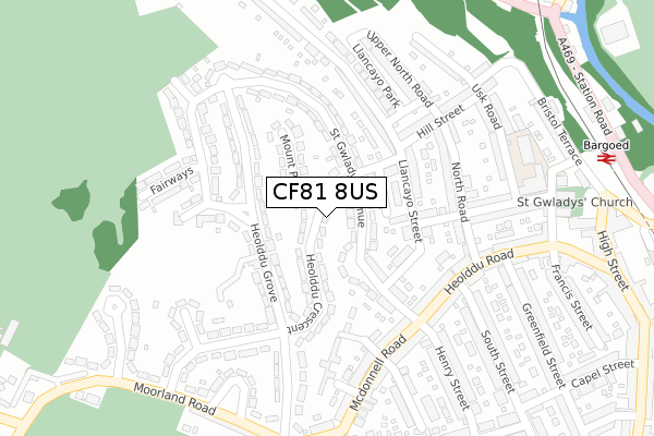 CF81 8US map - large scale - OS Open Zoomstack (Ordnance Survey)