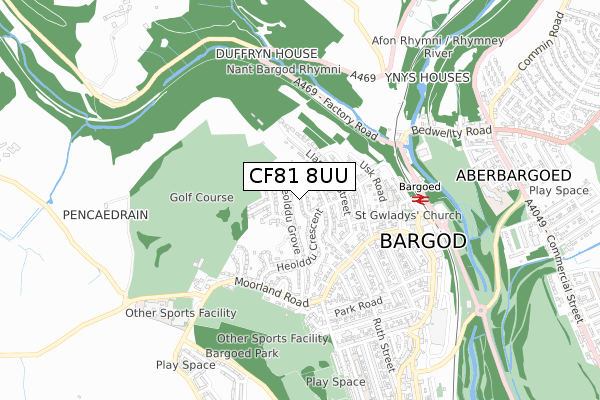 CF81 8UU map - small scale - OS Open Zoomstack (Ordnance Survey)