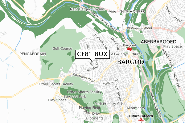 CF81 8UX map - small scale - OS Open Zoomstack (Ordnance Survey)