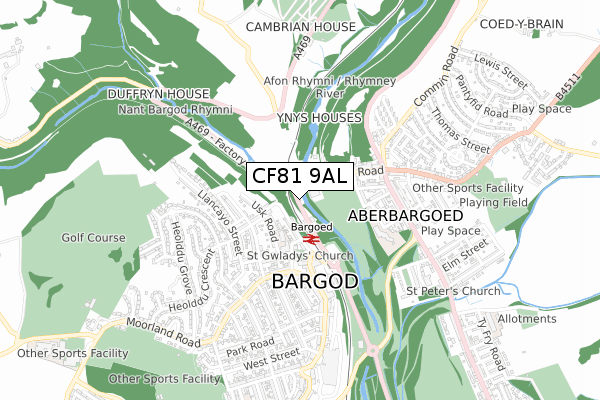 CF81 9AL map - small scale - OS Open Zoomstack (Ordnance Survey)