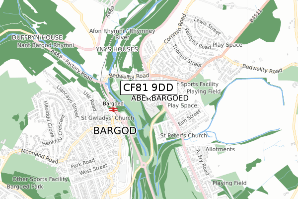 CF81 9DD map - small scale - OS Open Zoomstack (Ordnance Survey)