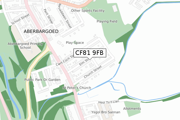 CF81 9FB map - large scale - OS Open Zoomstack (Ordnance Survey)