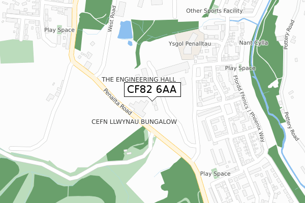 CF82 6AA map - large scale - OS Open Zoomstack (Ordnance Survey)