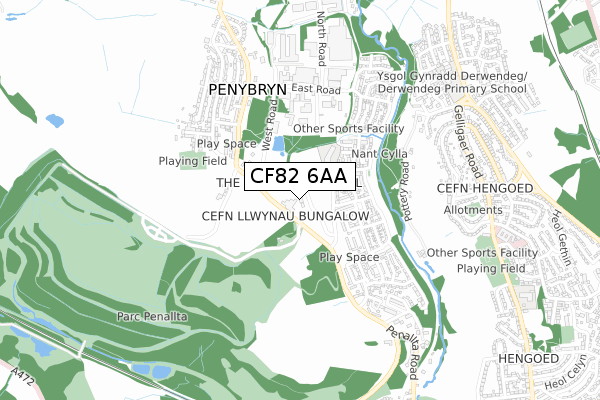 CF82 6AA map - small scale - OS Open Zoomstack (Ordnance Survey)