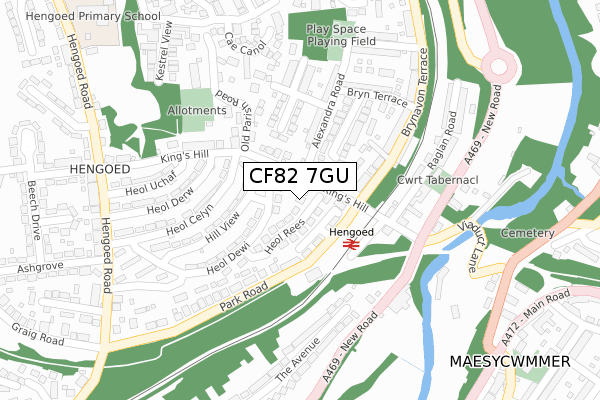 CF82 7GU map - large scale - OS Open Zoomstack (Ordnance Survey)