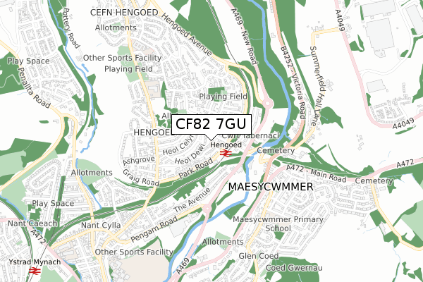 CF82 7GU map - small scale - OS Open Zoomstack (Ordnance Survey)