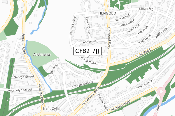 CF82 7JJ map - large scale - OS Open Zoomstack (Ordnance Survey)