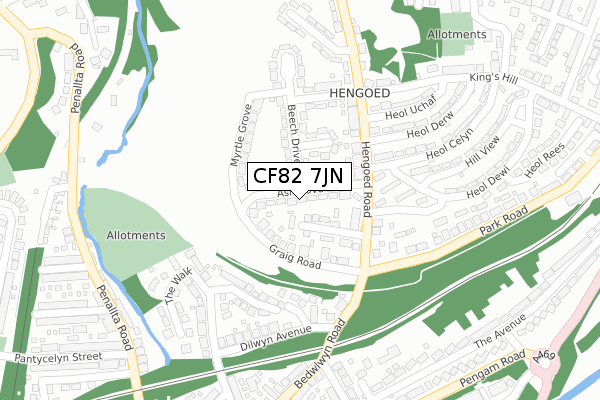 CF82 7JN map - large scale - OS Open Zoomstack (Ordnance Survey)