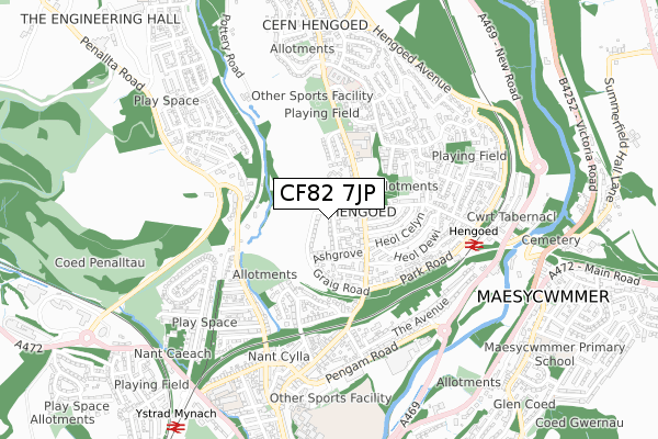 CF82 7JP map - small scale - OS Open Zoomstack (Ordnance Survey)