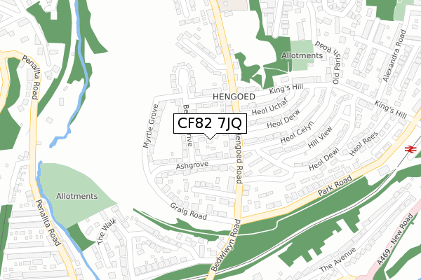 CF82 7JQ map - large scale - OS Open Zoomstack (Ordnance Survey)