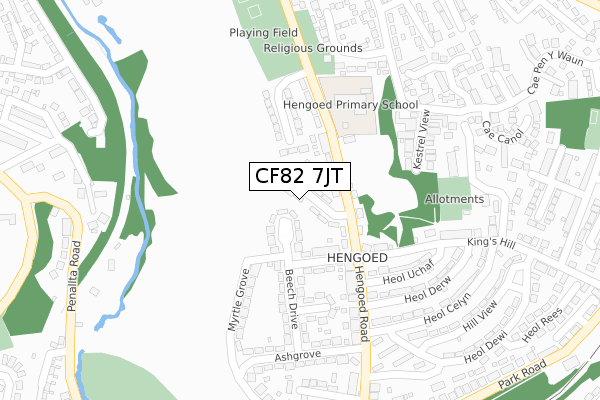 CF82 7JT map - large scale - OS Open Zoomstack (Ordnance Survey)