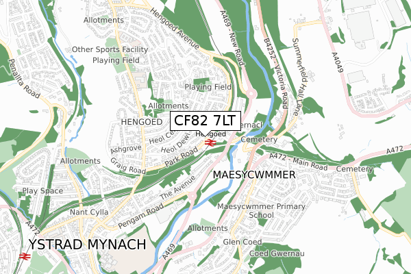 CF82 7LT map - small scale - OS Open Zoomstack (Ordnance Survey)