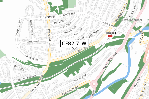 CF82 7LW map - large scale - OS Open Zoomstack (Ordnance Survey)