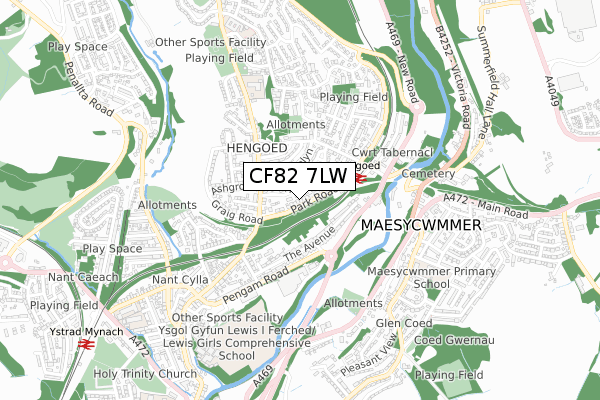 CF82 7LW map - small scale - OS Open Zoomstack (Ordnance Survey)