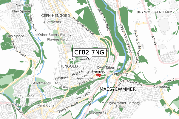 CF82 7NG map - small scale - OS Open Zoomstack (Ordnance Survey)