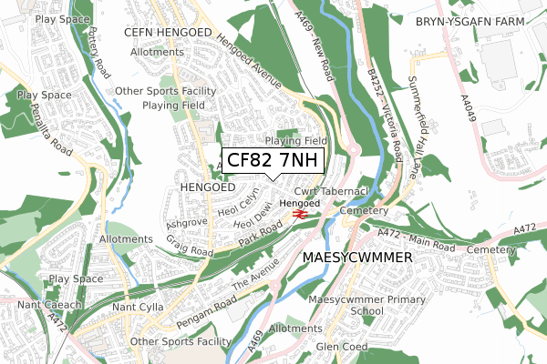 CF82 7NH map - small scale - OS Open Zoomstack (Ordnance Survey)