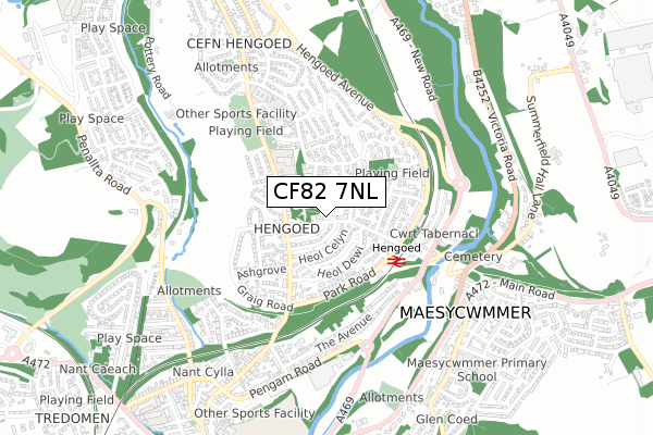 CF82 7NL map - small scale - OS Open Zoomstack (Ordnance Survey)