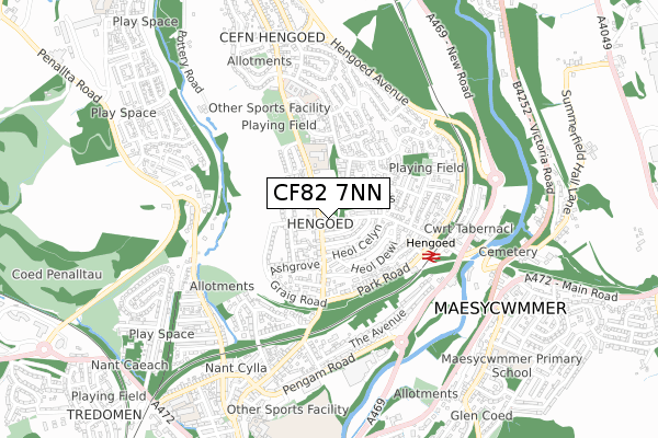 CF82 7NN map - small scale - OS Open Zoomstack (Ordnance Survey)