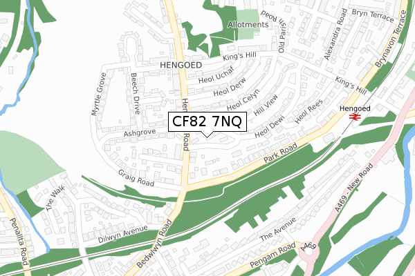 CF82 7NQ map - large scale - OS Open Zoomstack (Ordnance Survey)