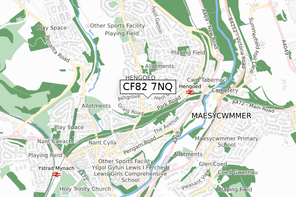 CF82 7NQ map - small scale - OS Open Zoomstack (Ordnance Survey)