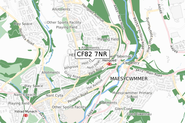 CF82 7NR map - small scale - OS Open Zoomstack (Ordnance Survey)