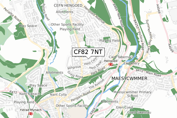 CF82 7NT map - small scale - OS Open Zoomstack (Ordnance Survey)