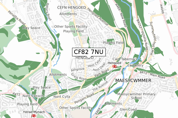 CF82 7NU map - small scale - OS Open Zoomstack (Ordnance Survey)