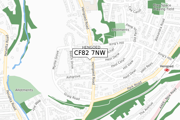 CF82 7NW map - large scale - OS Open Zoomstack (Ordnance Survey)