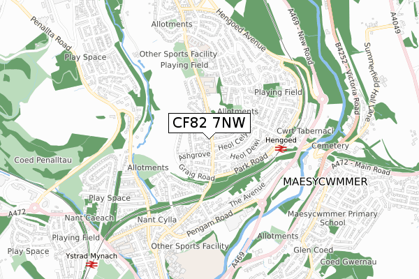 CF82 7NW map - small scale - OS Open Zoomstack (Ordnance Survey)