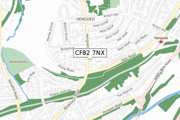 CF82 7NX map - large scale - OS Open Zoomstack (Ordnance Survey)