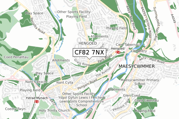 CF82 7NX map - small scale - OS Open Zoomstack (Ordnance Survey)