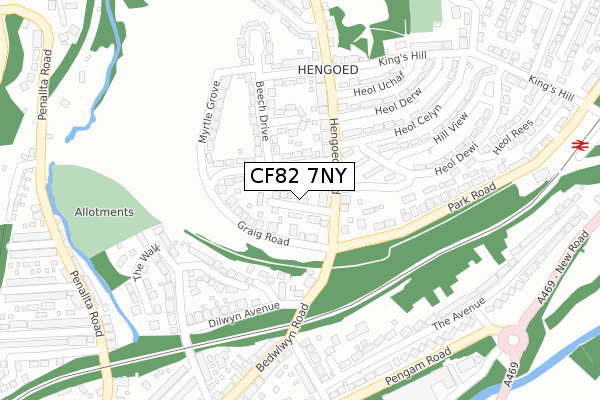 CF82 7NY map - large scale - OS Open Zoomstack (Ordnance Survey)