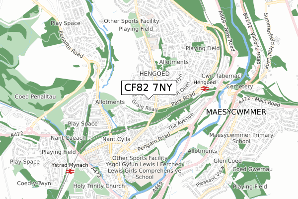 CF82 7NY map - small scale - OS Open Zoomstack (Ordnance Survey)