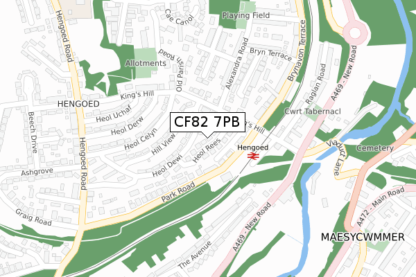 CF82 7PB map - large scale - OS Open Zoomstack (Ordnance Survey)