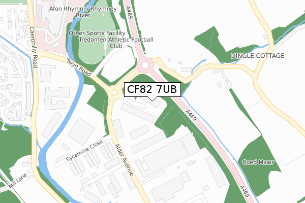 CF82 7UB map - large scale - OS Open Zoomstack (Ordnance Survey)