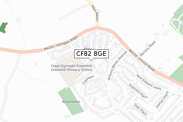 CF82 8GE map - large scale - OS Open Zoomstack (Ordnance Survey)