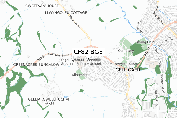 CF82 8GE map - small scale - OS Open Zoomstack (Ordnance Survey)