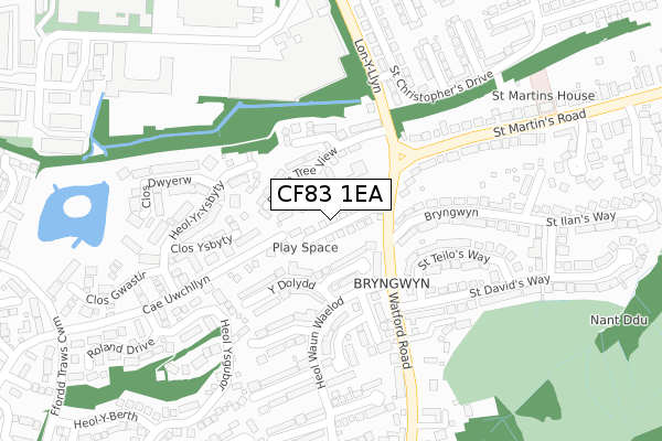 CF83 1EA map - large scale - OS Open Zoomstack (Ordnance Survey)