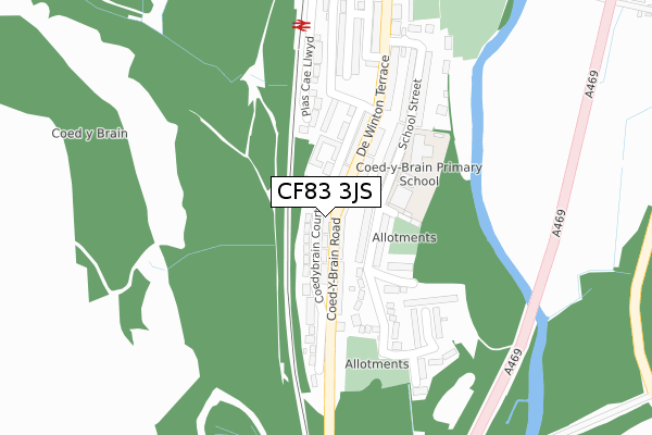 CF83 3JS map - large scale - OS Open Zoomstack (Ordnance Survey)